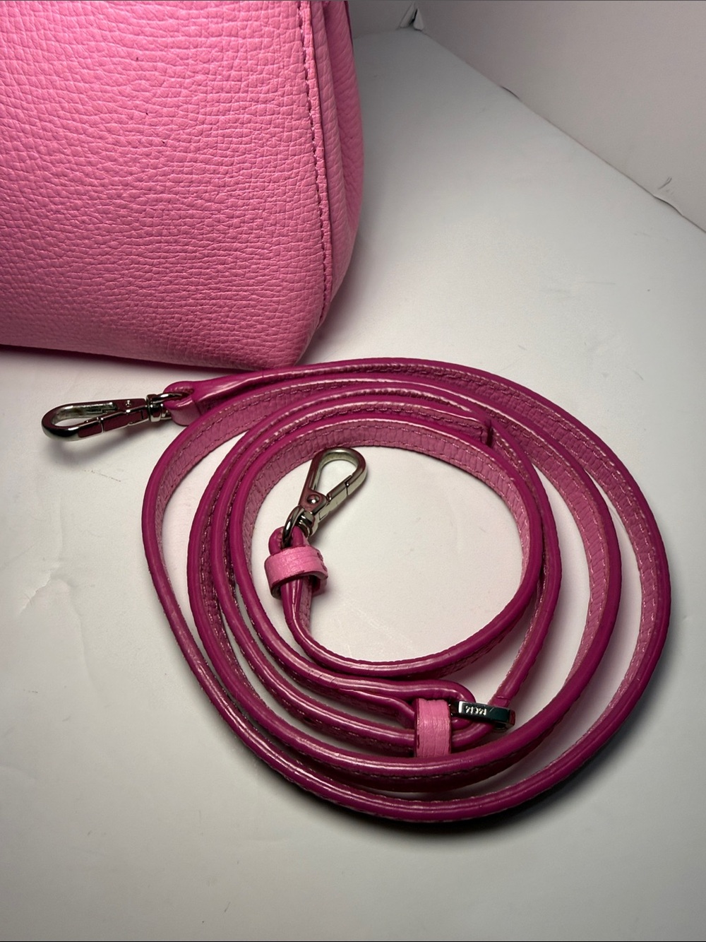 MCM Pink Pebbled Leather Convertible Crossbody - Picture 5 of 12
